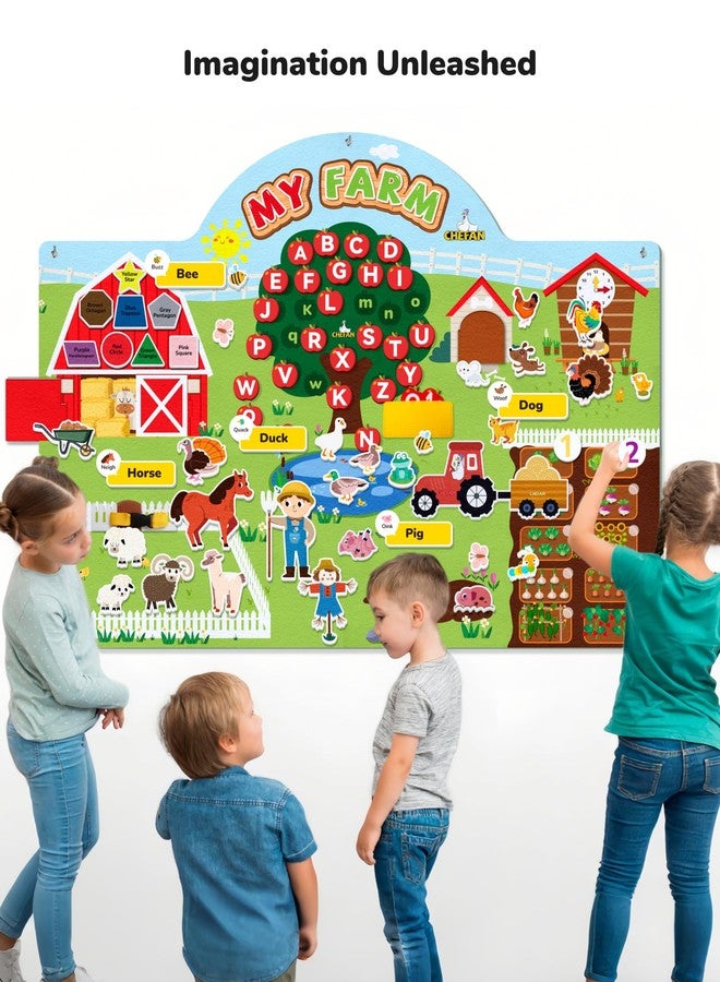 CHEFAN 99 Pcs Farm Animals Felt Story Board Set, 3.9 Ft Preschool Farmhouse Barnyard Theme Flannel Board Storytelling Early Learning, Interactive Wall Hanging Play Set for Toddlers Kids Children - Image 4